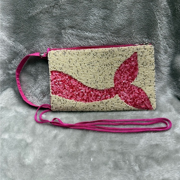 Pink Sequin Mermaid Tail Clutch - Picture 2 of 5